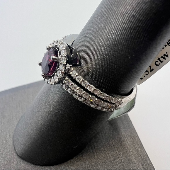 14k White Gold Diamond & Ruby Ring - Picture 2 of 8